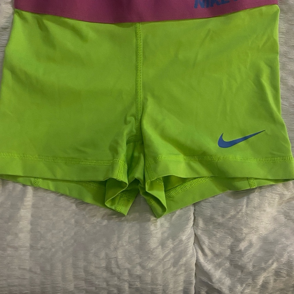 Nike Green and Pink Athletic Shorts